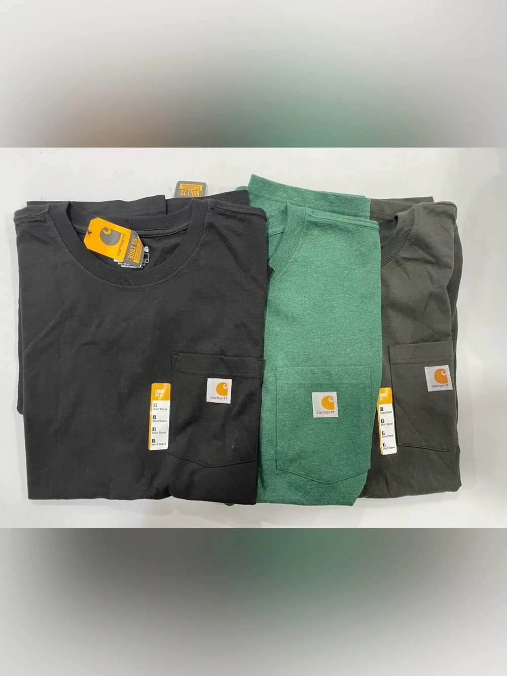 Lot of 3 men’s Carhartt loose fit pocket tshirt XL gray black green new - Picture 1 of 7